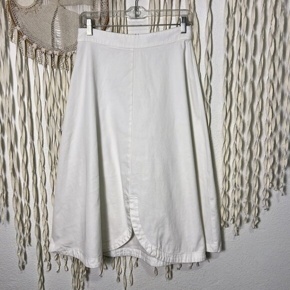 ALPHA60 White Cotton Blend A-Line Midi Length Skirt Size Small - Picture 2 of 9